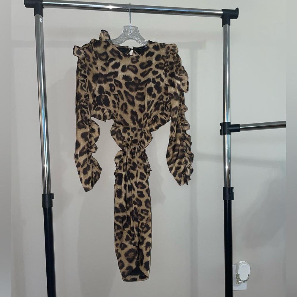 PrettyLittleThing Ruffle Cheetah Mini Dress